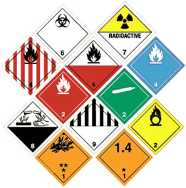 A series of warning safety diamonds