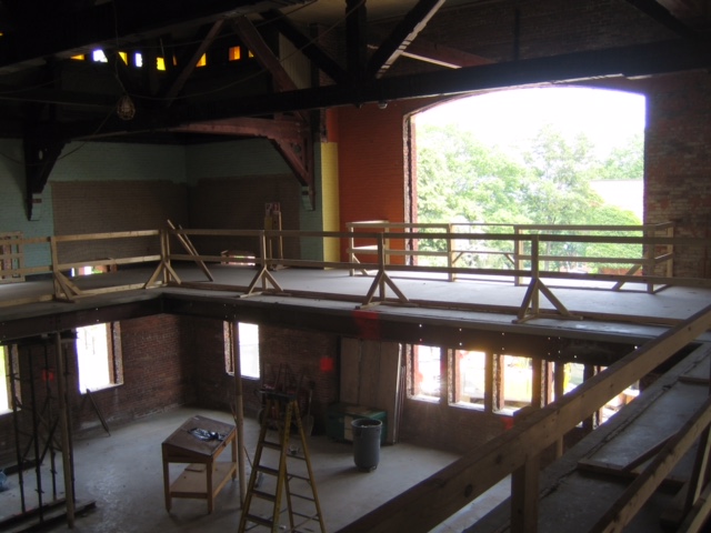 The interior of a building under construction.