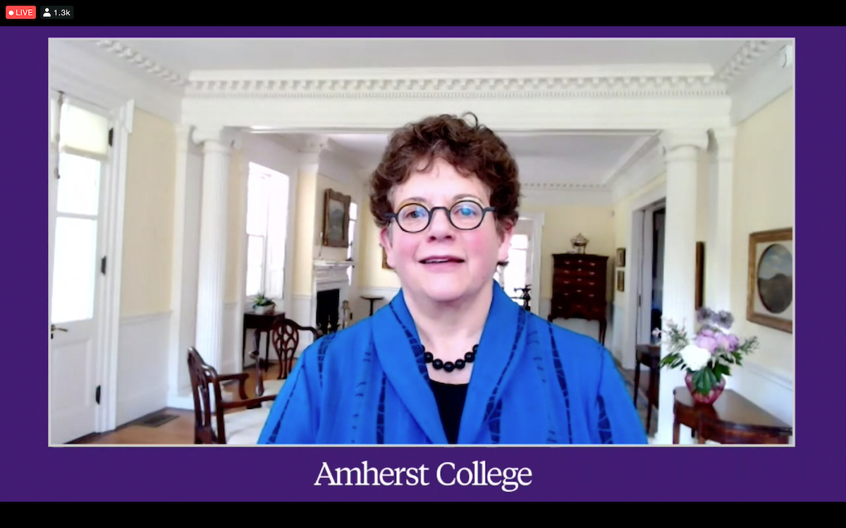 President Martin in her home during a virtual event