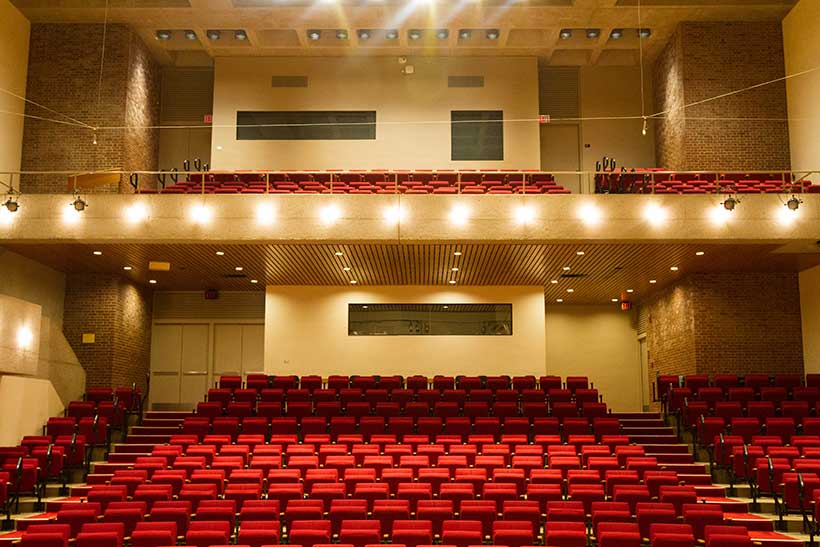 View of Buckley Recital Hall from stage out to audience