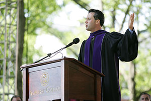 A photo of President Anthony Marx speaking at a podium