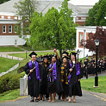 The Commencement procession coming up Memorial Hill