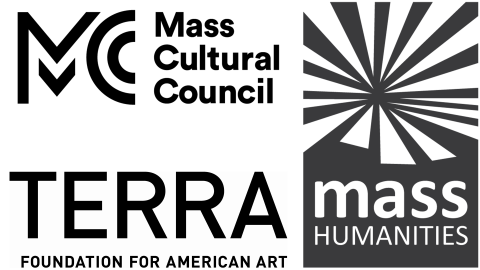 Logos for the mass cultural council, mass humanities, and terra foundation for american art 