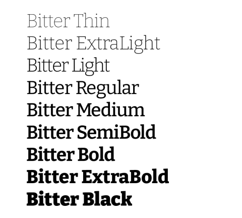 Bitter font samples