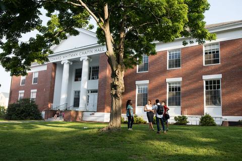 Exterior of Chapin Hall, a red brick, two-storied building