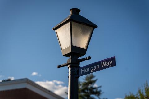 Light post with Morgan Way street sign 