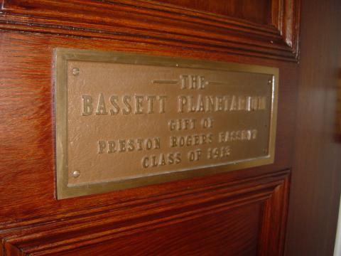 Bassett Planetarium plaque