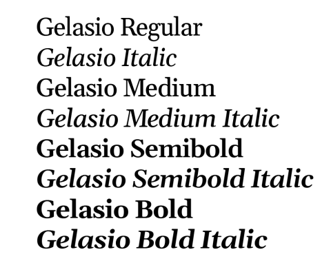 Gelasio font samples