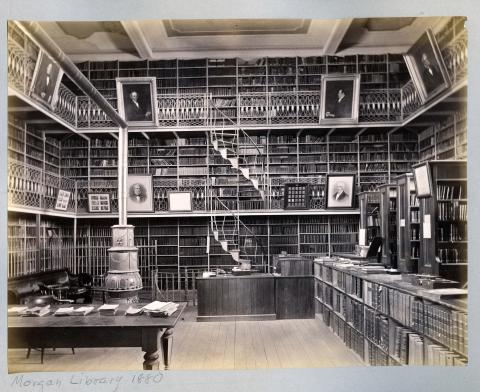 Morgan Library interior in 1880