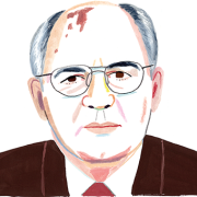 Illustration of Gorbachev by Rebecca Clarke